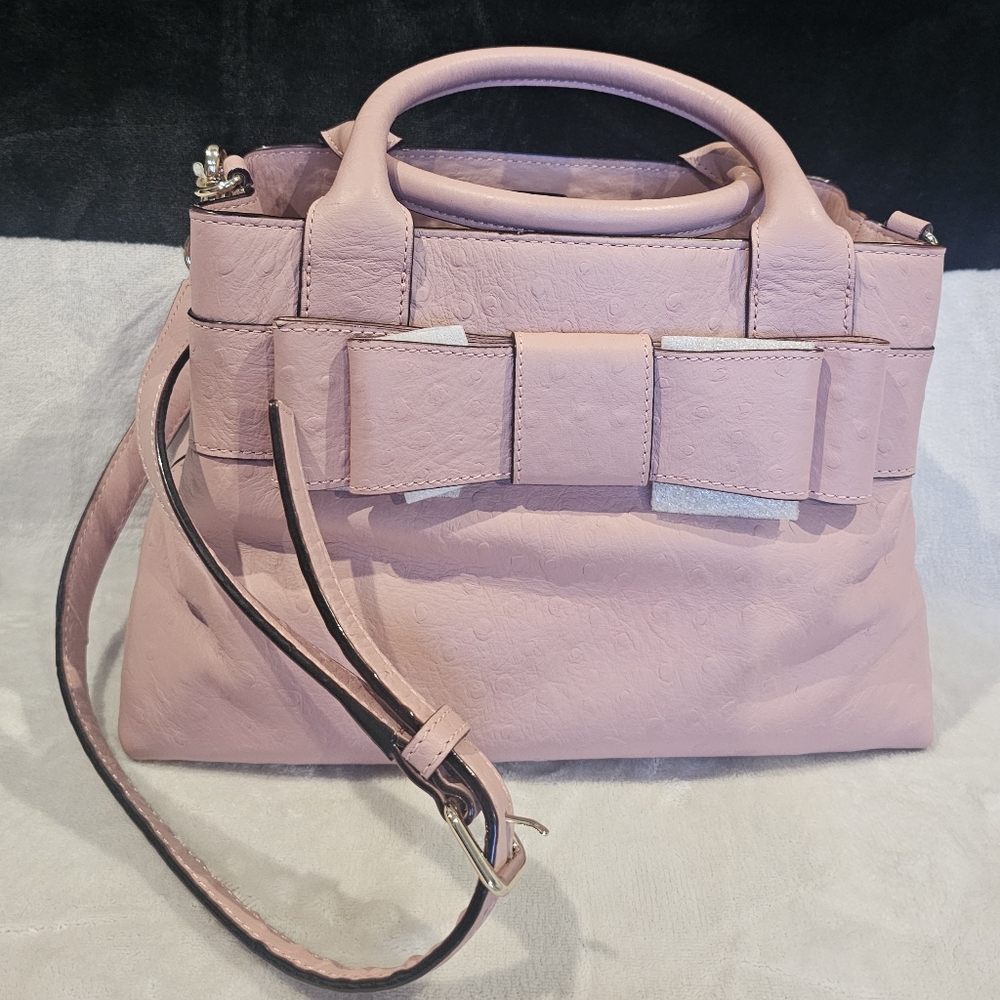Elegant Kate Spade Pink Ostrich Leather Handbag